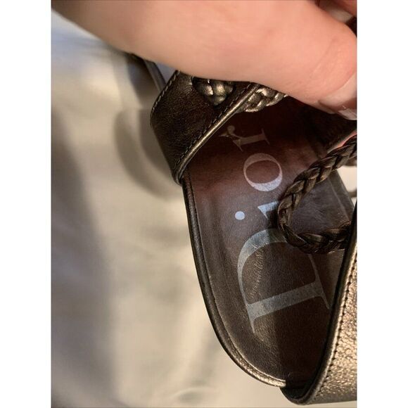 Christian Dior Authentic Leather Silver Gray Metallic High Heel Sandals 6 - Picture 8 of 8